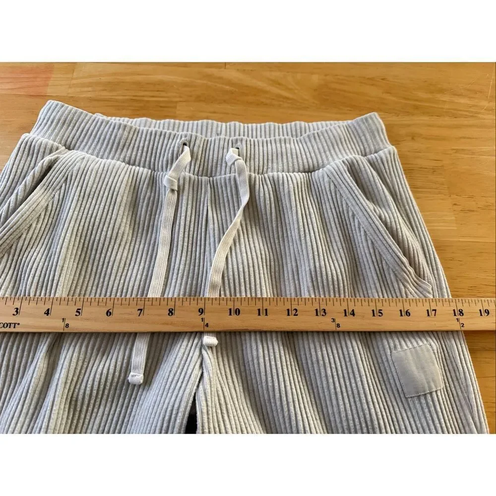 Alo Yoga Ribbed Joggers Cream Beige Womens Medium Lounge Pants